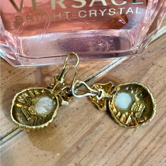 14KT SOLID GOLD PEARL/RUBY EARRINGS - OMEGA BACK 20+ grams - Picture 6 of 7